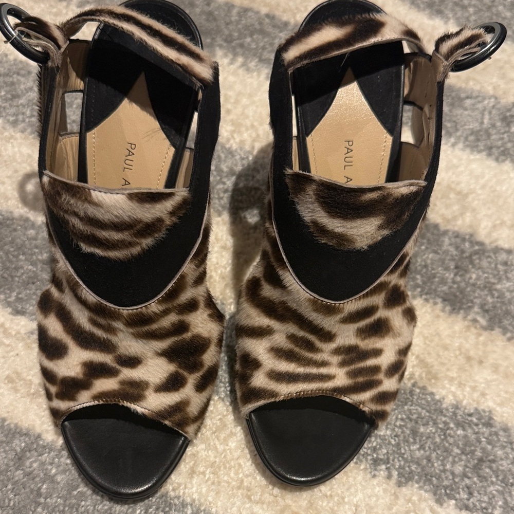 Paul Andrew Black and Brown Animal Print Heels